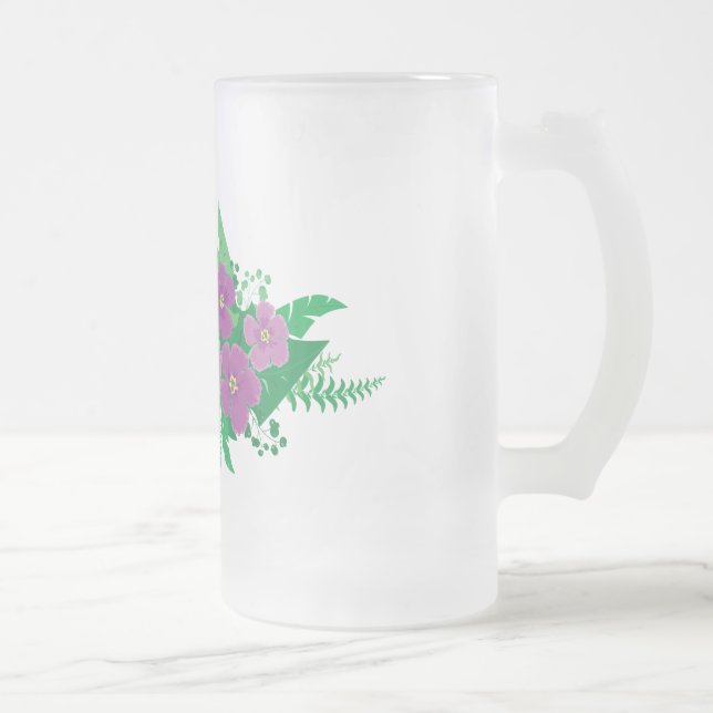 Lila Hibiskus Mattglas Bierglas (Rechts)
