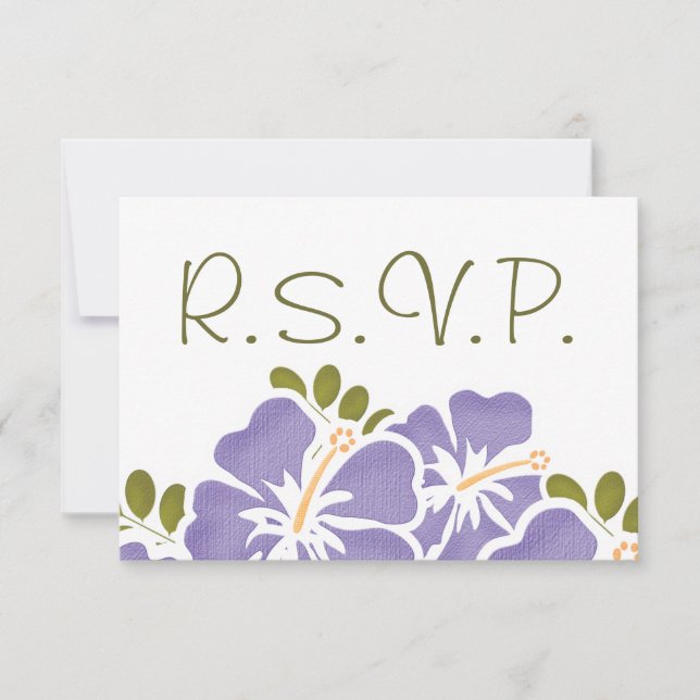 LILA HIBISKUS UAWG WEDING-ANTWORTKARTEN RSVP KARTE (Vorderseite)