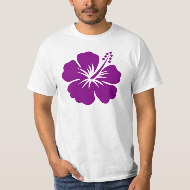 Lila Hibiskusaloha Blume T-Shirt (Vorderseite)