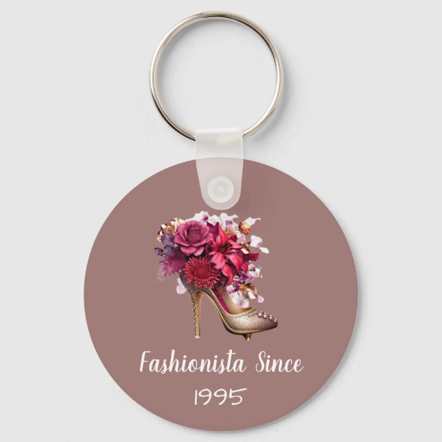 Lila High Heel Fashionista Schlüsselanhänger (Vorderseite)