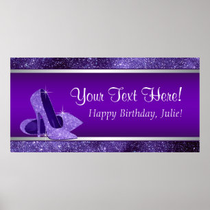 Lila High Heel Schuh Geburtstagsfeier Banner Poster