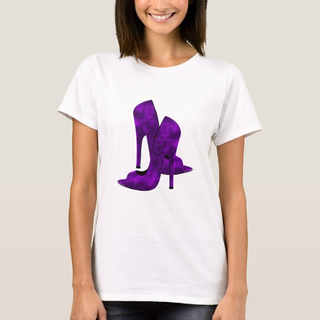 Lila High Heel Schuhe T-Shirt (Vorderseite)