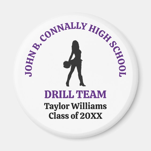 Lila High School Drill-Team-Tänzerin Personalisier Magnet (Vorne)