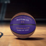 Lila High School Team Player Custom Abschluss Mini Basketball<br><div class="desc">Dieser klassische lila Basketball ist mit Ihrem High School-Namen,  dem geschlossen Jahr und dem Spielernamen abgestimmt. Dieses coole Abschluss-Geschenk für einen erfahrenen Basketballspieler oder Trainer. Personalisieren Sie mit Ihrem Team in weiß unter der Schule in Gold. Ein großartiges Geschenk für Hochschulabsolventen.</div>