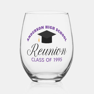 Lila High School Wiedersehen Party Custom Alumni Weinglas Ohne Stiel