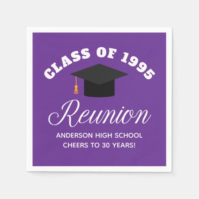 Lila High School Wiedersehen Personalisiert Partys Serviette (Vorderseite)