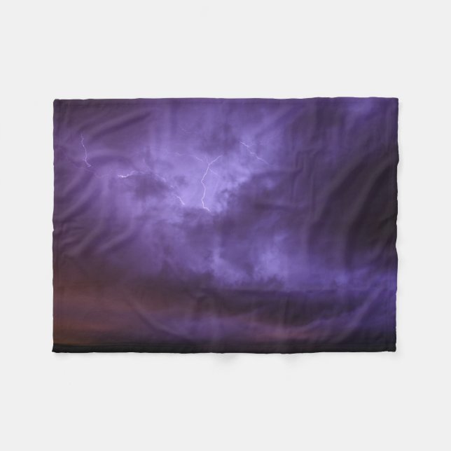 Lila Himmel-Blitz-Fleece-Decke Fleecedecke (Vorderseite (Horizontal))