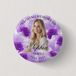 Lila Himmel Rosen Trauer Gedenkbutton Andenken Button