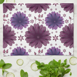 Lila himmlisches Blumenmuster Geschirrtuch