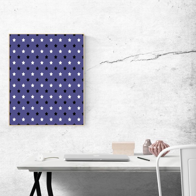 Lila Hintergrund der Sterne Schwarz-Weiß-Muster Poster (A cute poster with a black and white star pattern on a purple background)