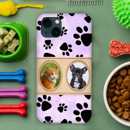 Lila Hintergrund mit Pfoten, benutzerdefiniertes F Case-Mate iPhone Hülle