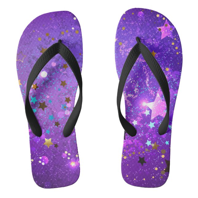 Lila Hintergrund mit Sternen Flip Flops (Fußbett)