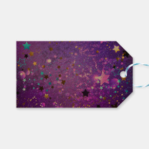 Lila Hintergrund mit Sternen Geschenkanhänger