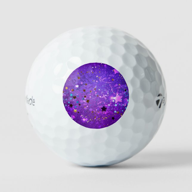 Lila Hintergrund mit Sternen Golfball (Vorderseite)