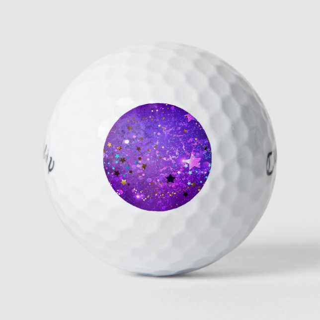 Lila Hintergrund mit Sternen Golfball (Vorderseite)