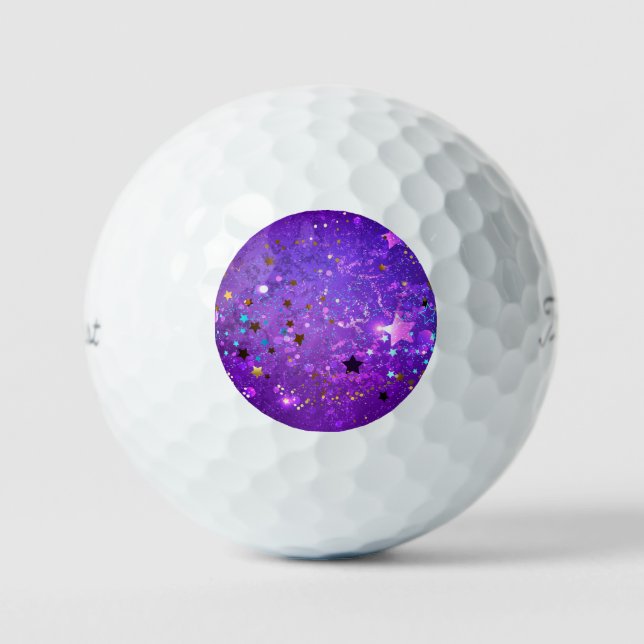 Lila Hintergrund mit Sternen Golfball (Vorderseite)