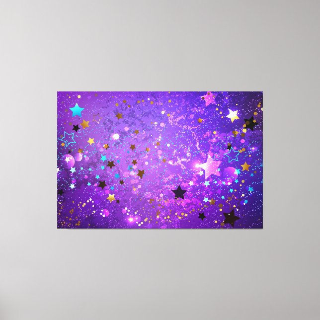 Lila Hintergrund mit Sternen Leinwanddruck (Vorderseite)