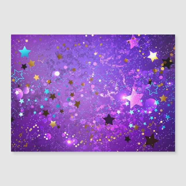 Lila Hintergrund mit Sternen Magnetkarte (Vorderseite)