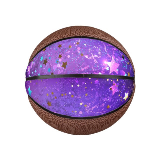 Lila Hintergrund mit Sternen Mini Basketball (Vorderseite)