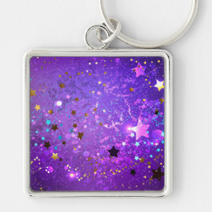 Lila Hintergrund mit Sternen Schlüsselanhänger