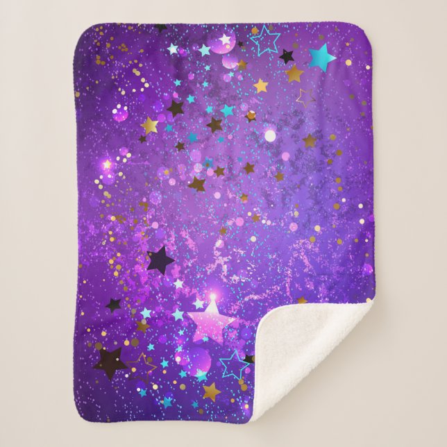 Lila Hintergrund mit Sternen Sherpadecke (Vorderseite)