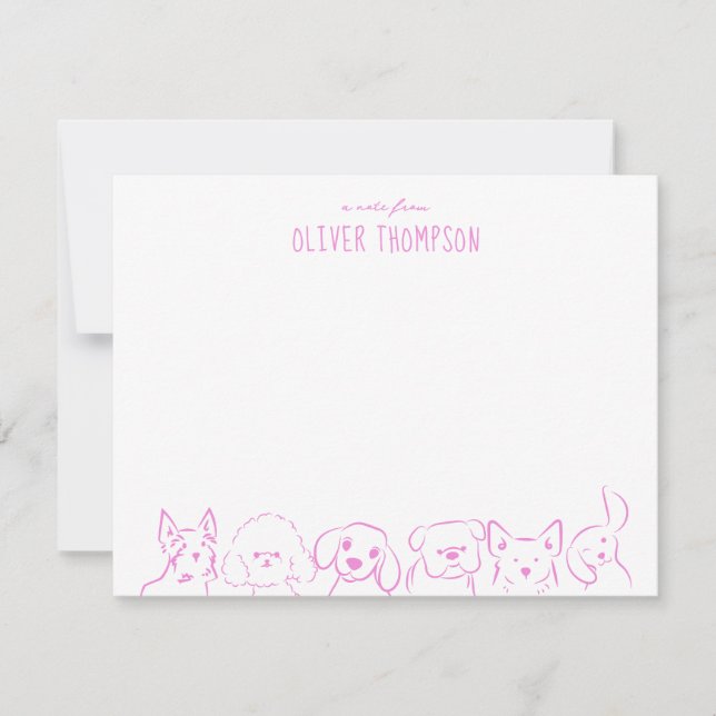 Lila Hinweis aus dem Skizzenpass für Niedliche Hun Mitteilungskarte (Vorderseite)