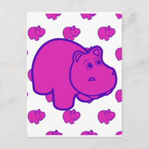 Lila Hippo Postkarte