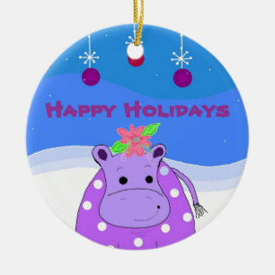 Lila Hippo- und Weihnachtsschmuck