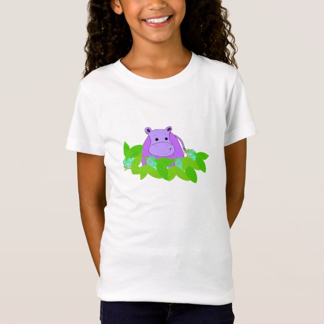 Lila Hippo-Weiden T-Shirt (Vorderseite)