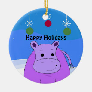 Lila Hippo Weihnachtsschmuck