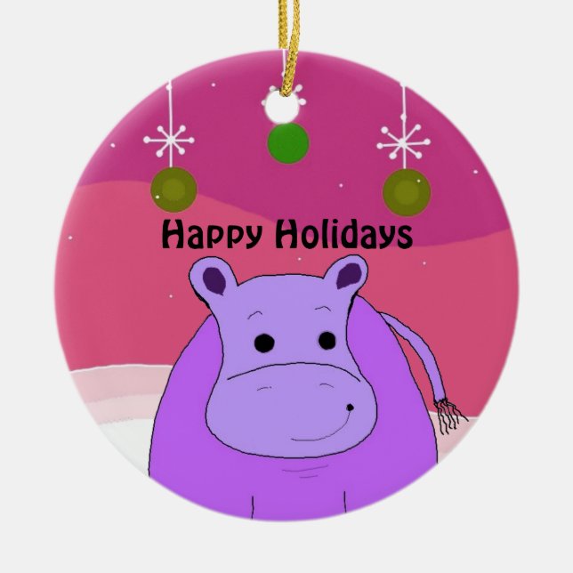 Lila Hippo Weihnachtsschmuck (Vorne)