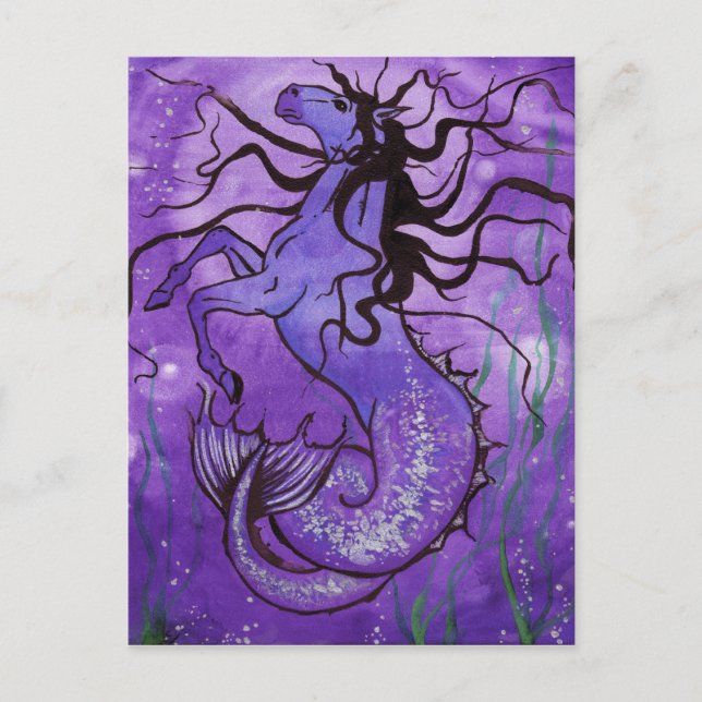 Lila Hippocamper Postkarte (Vorderseite)