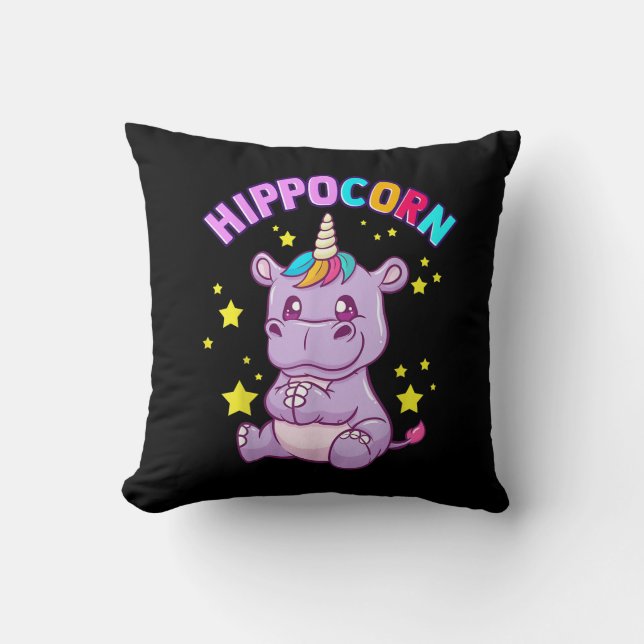Lila HippoCorn Hippo Mais Hippopotamus Lover Kissen (Vorderseite)