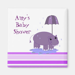 Lila Hippopotamus Kinderdusche Magnet