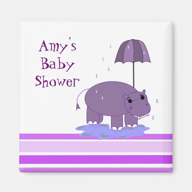 Lila Hippopotamus Kinderdusche Magnet (Vorne)