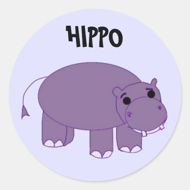Lila Hippopotamus Runder Aufkleber (Vorderseite)