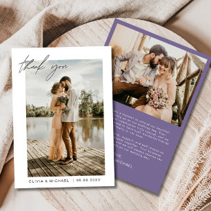 Lila Hochzeit Dankeschön Card Foto Minimalistisch Einladung