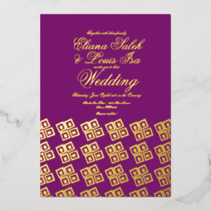 Lila Hochzeit des modernen Afrikanischen Ankara Folieneinladung