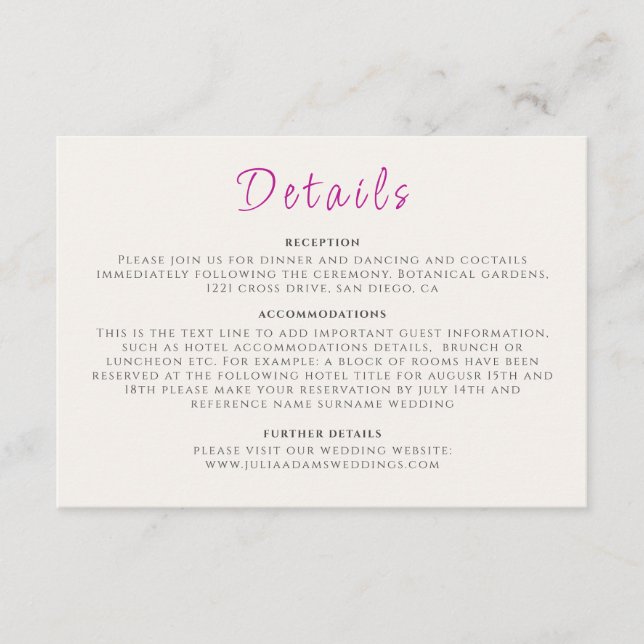 Lila Hochzeit des Wilden Trumpeten Weingarten Begleitkarte (Vorderseite)