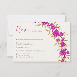 Lila Hochzeit des Wilden Trumpeten Weingarten RSVP Karte