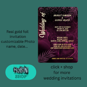 lila Hochzeit Folieneinladung