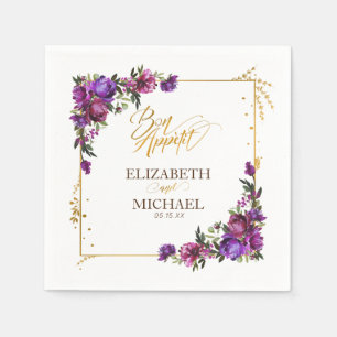 Lila Hochzeit in Hot Pink, Gold Serviette
