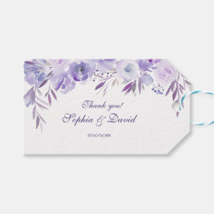 Lila Hochzeit mit blauer Blume Geschenkanhänger