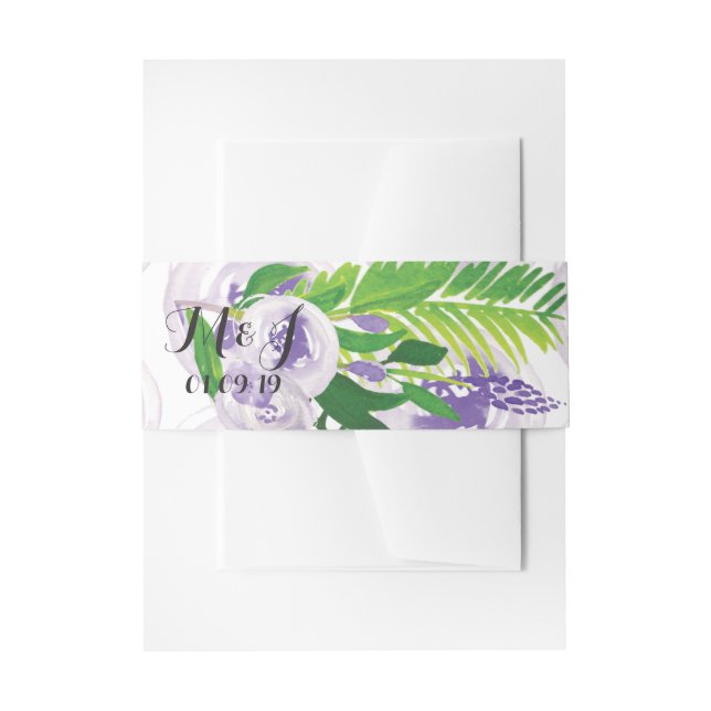 Lila Hochzeit mit Blumengewächsen Einladungsbanderole (Vorderseite Beispiel)