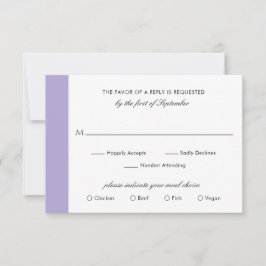 Lila Hochzeit mit einem eleganten Ambiente RSVP Karte
