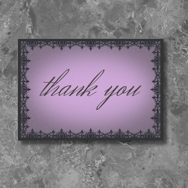 Lila Hochzeit mit viktorianischem gotischen Eisen Dankeskarte (Victorian Gothic Iron Border Purple Wedding Thank You Card)