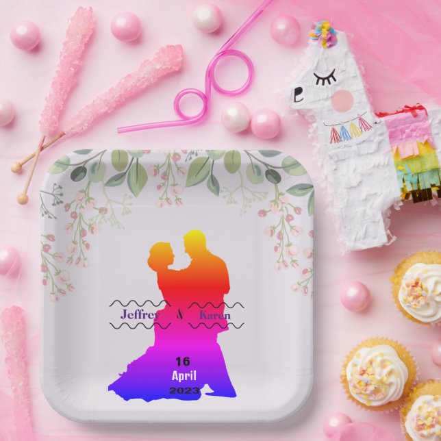 Lila Hochzeit Pappteller (Party)