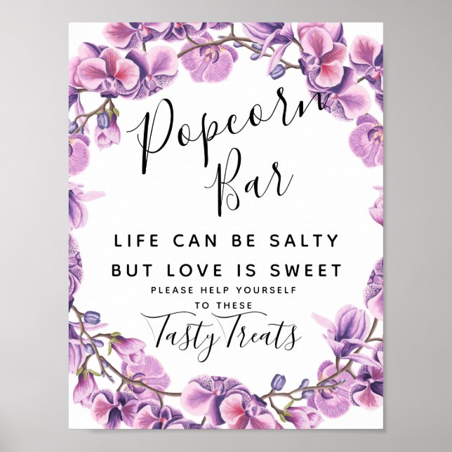 lila Hochzeit Popcorn Bar weding Poster (Vorne)
