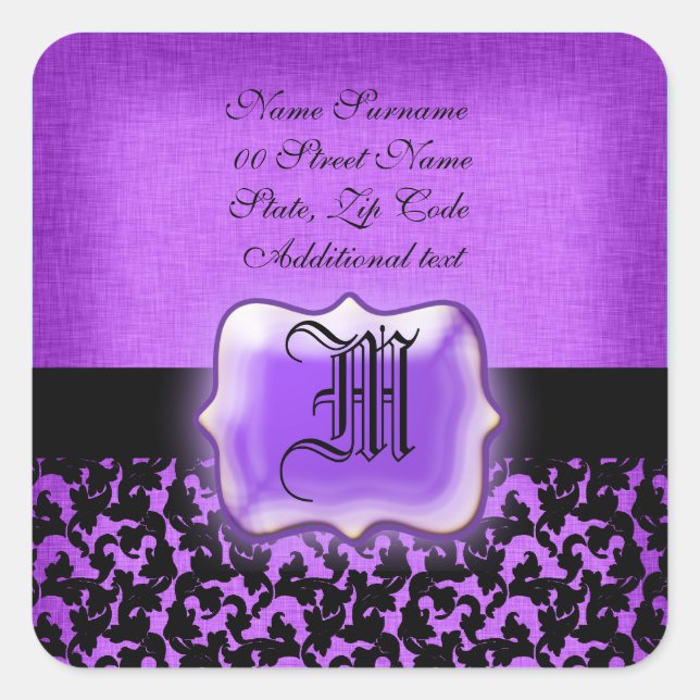Lila Hochzeit Quadratischer Aufkleber (Vorderseite)