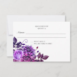 Lila Hochzeit rsvp Floral Reply Blume Reaktion Karte